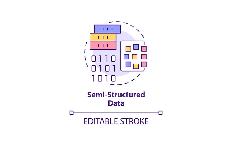 Semi-structured data concept icon Icon Set