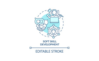 Soft skill development turquoise concept icon