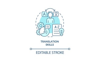 Translation skills turquoise concept icon