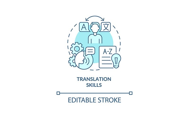 Translation skills turquoise concept icon Icon Set