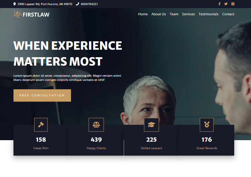 Firstlaw Law Firm -  HTML5 Landing Page Template