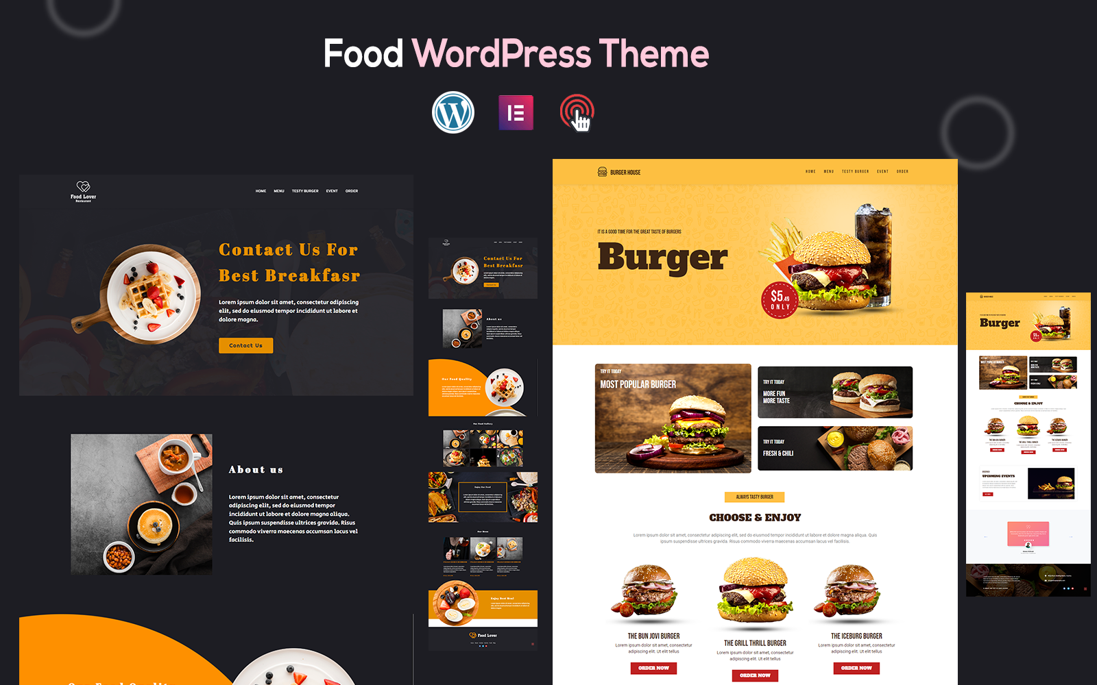 Burger House - Food Burger  Simple Landing page WordPress Theme