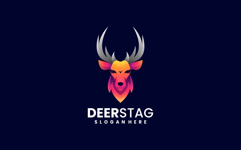 Deer Stag Gradient Colorful Logo Style Logo Template