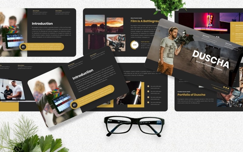 Duscha - Movie Studio Powerpoint PowerPoint Template