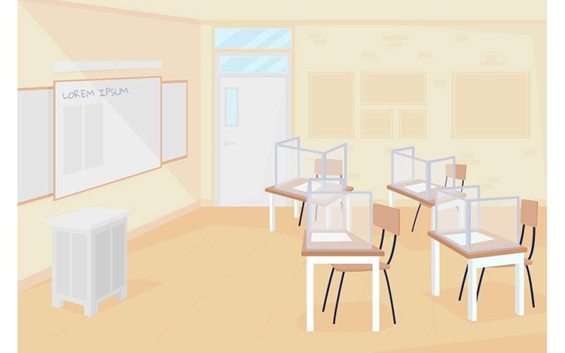 Empty class at school color vector illustration Illustration