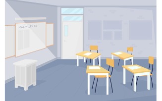 Empty classroom color vector illustration