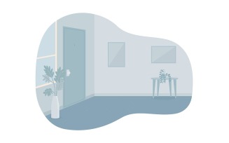 Empty room with closed door vector illustration