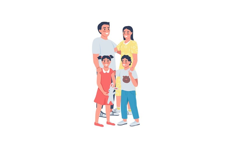 Happy family flat color vector detailed characters Illustration