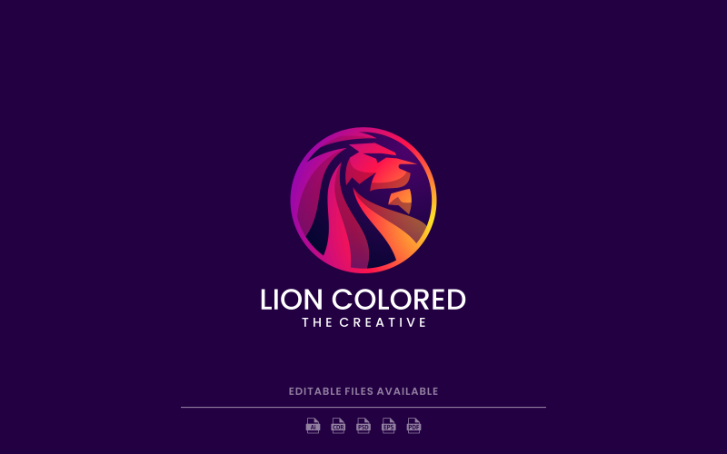 Lion Head Gradient Colorful Logo Style Logo Template