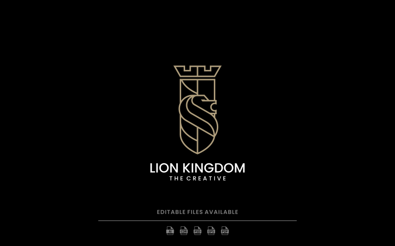 Lion Kingdom Line Art Logo Logo Template