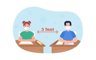 School lesson distancing vector isolated illustration