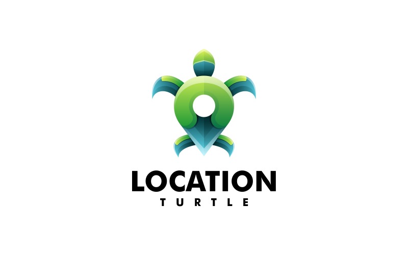 Turtle Location Gradient Logo Logo Template