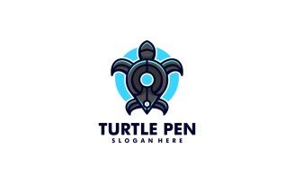 Turtle Pen Simple Mascot Logo