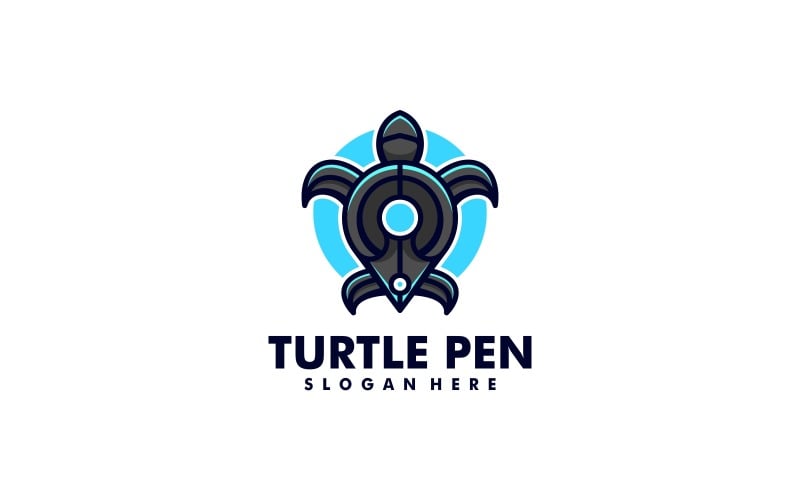Turtle Pen Simple Mascot Logo Logo Template