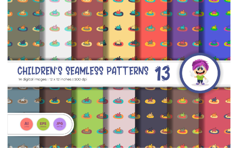 Cute Baby Seamless Patterns 13. Digital Paper Vector Graphic