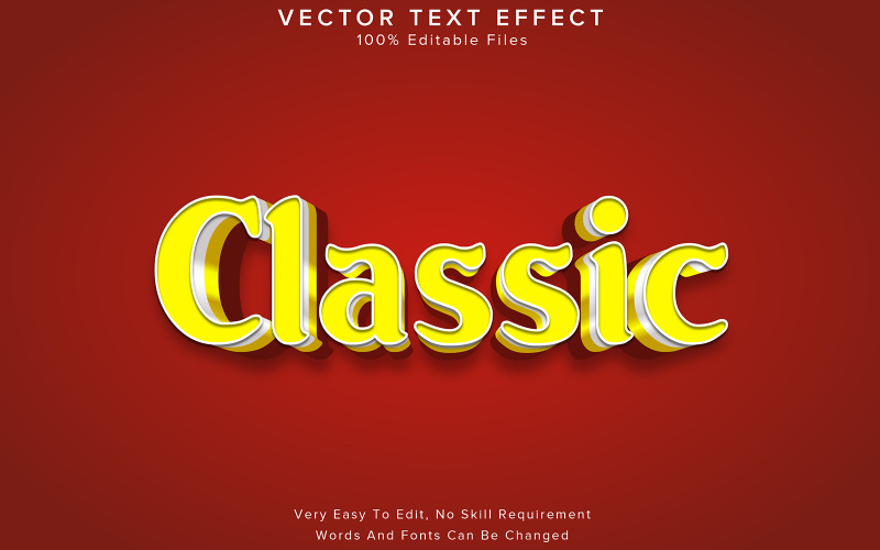 3d Editable Text Effect Yellow Classic Illustration