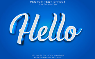 3d Text Effect Editable Hello White and Blue