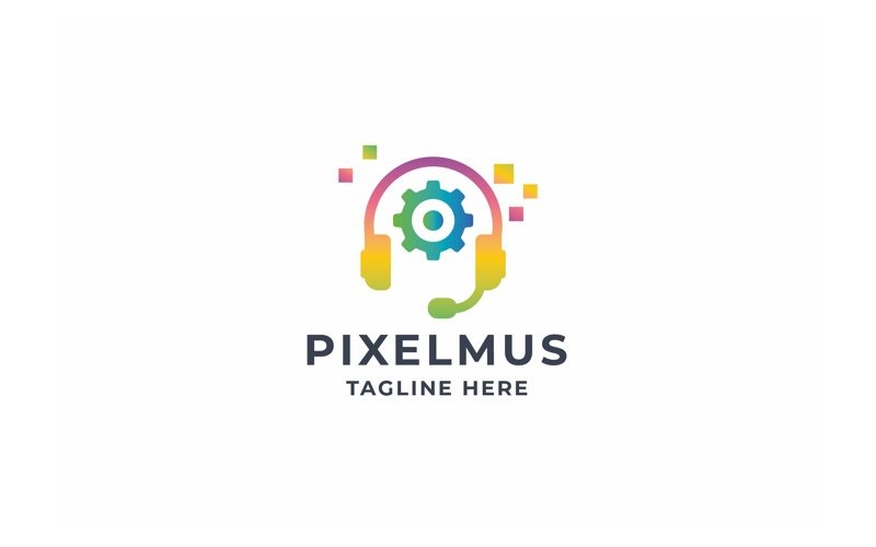 Professional Pixel Music Headset Logo Logo Template