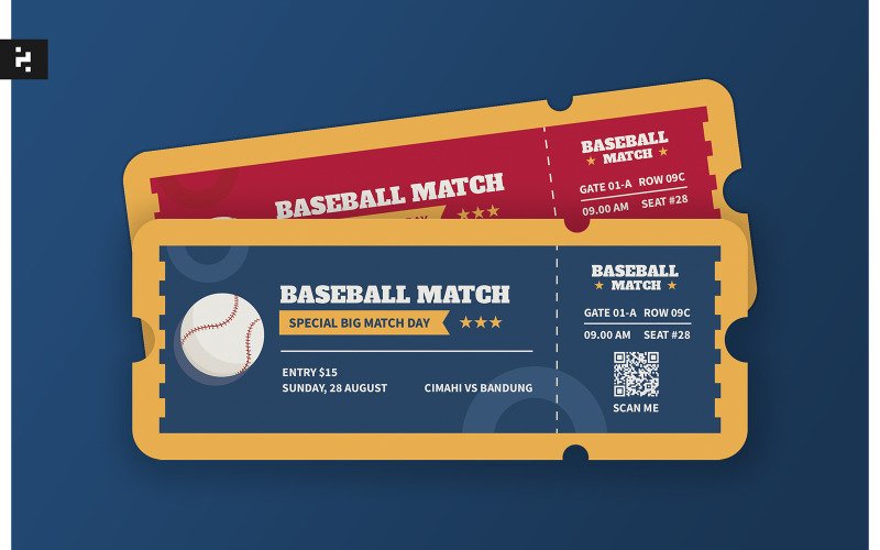 Baseball Sport Match Ticket Corporate Identity