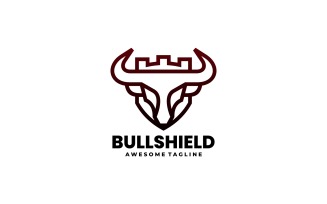 Bull Shield Line Art Logo