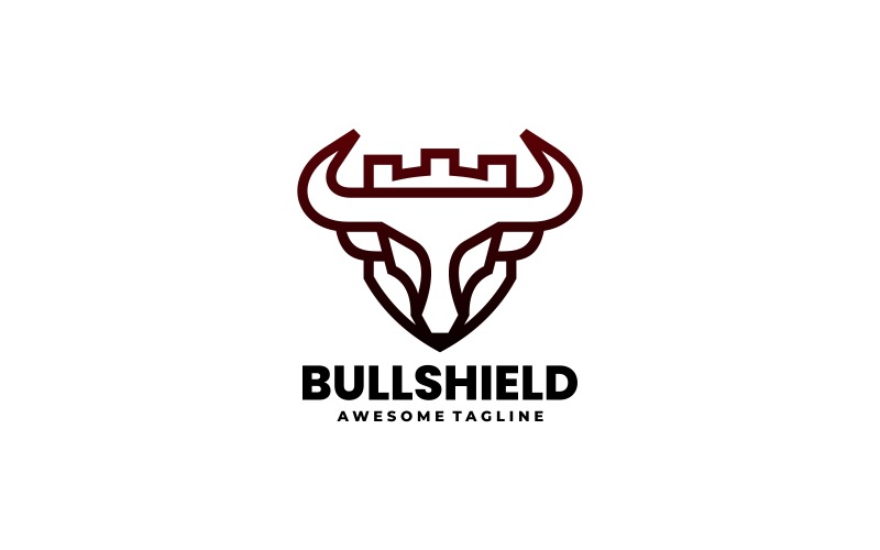Bull Shield Line Art Logo Logo Template