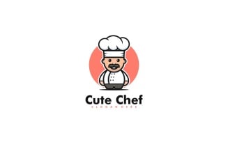 Cute Chef Mascot Cartoon Logo