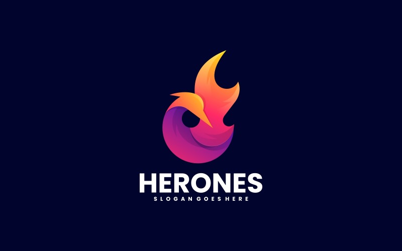 Fire Heron Gradient Logo Design Logo Template