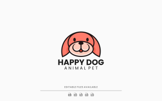 Happy Dog Simple Mascot Logo