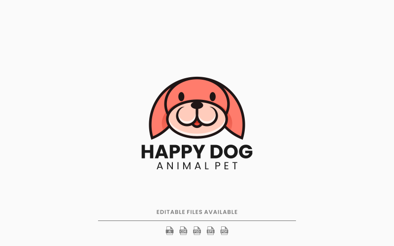 Happy Dog Simple Mascot Logo Logo Template