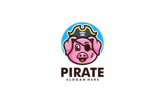 Pirate Pig Mascot Logo Style