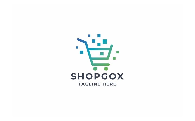 Pixel Shopping Basket Logo Logo Template
