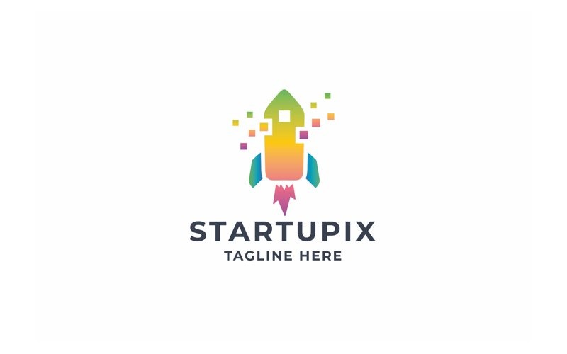 Pixel Startup Rocket Logo Logo Template