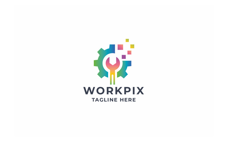Pixel Work Help Support Logo Logo Template