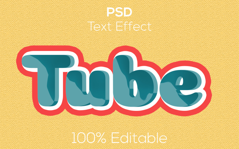 Tube |3D Tube Editable Psd Text Effect | Modern Tube Psd Text Effect Illustration