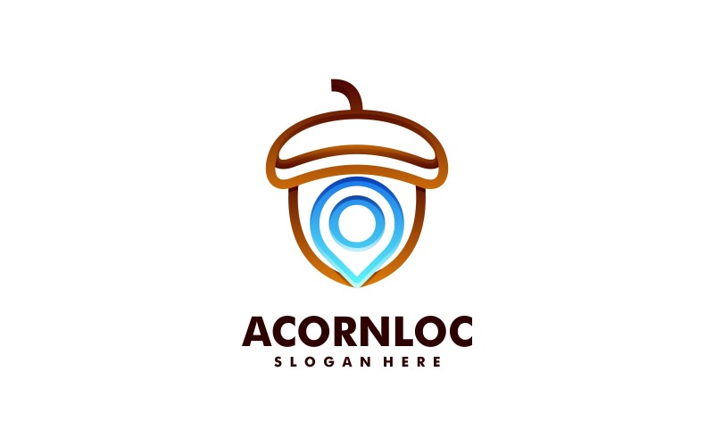 Acorn Location Line Art Logo Logo Template