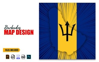 Barbados Independence Day Map Design Illustration