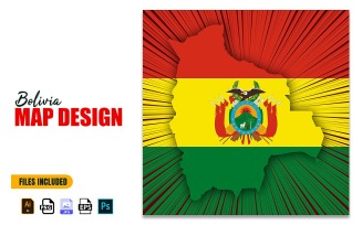 Bolivia Independence Day Map Design Illustration