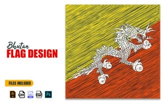 17 December Bhutan National Day Flag Design Illustration