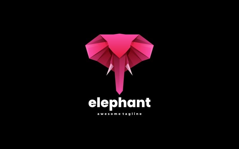 Elephant low Poly Logo Design Logo Template