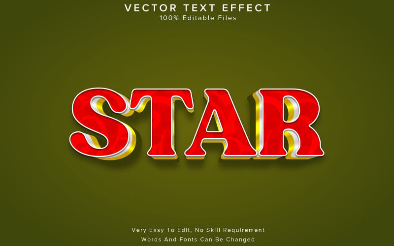 Red Star 3d Editable Text Effect Illustration
