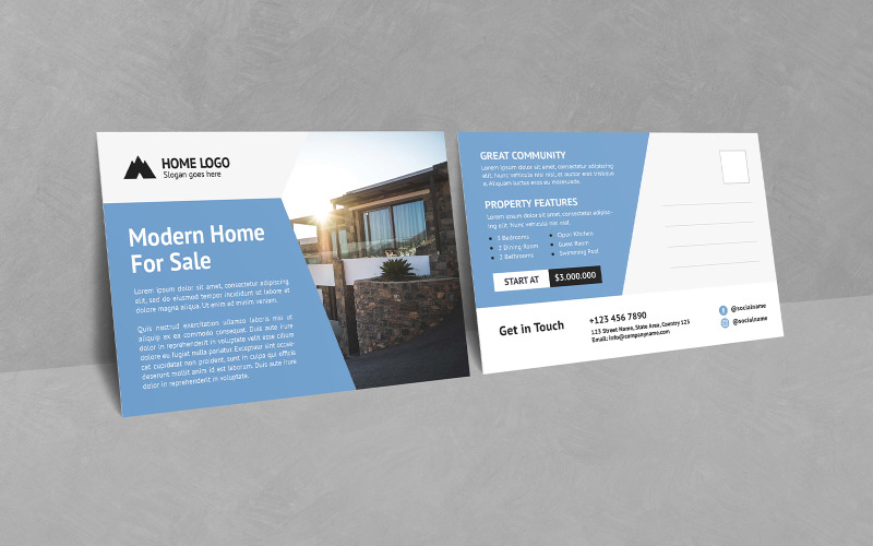 Clean Real Estate Postcard Templates Corporate Identity