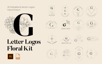 G Letter Floral Handmade Logos kit