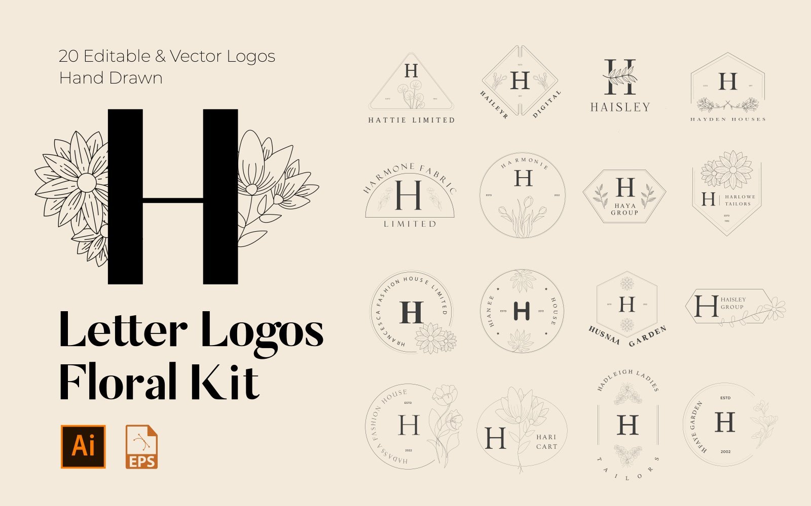 Kit Graphique #268306 H Letter Divers Modles Web - Logo template Preview