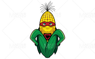 Corn Superhero Mascot Vector Illustration