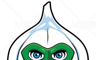 Garlic Superhero Mascot Vector Illustration
