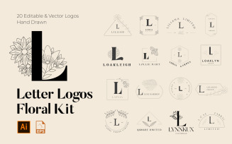 L Letter Floral Handmade Logos kit