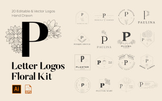 P Letter Floral Handmade Logos kit
