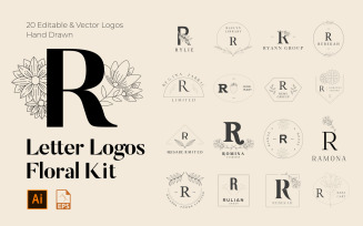 R Letter Floral Handmade Logos kit