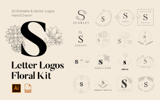 S Letter Floral Handmade Logos kit