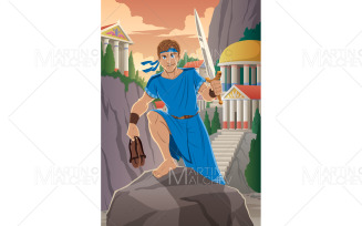 Theseus Greek Hero Vector Illustration